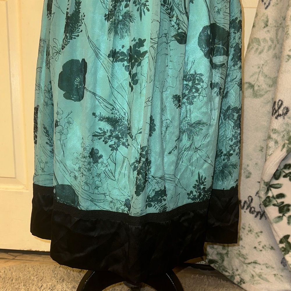 NWT Laundry By Shelli Segal Aqua Floral 100% SILK DRESS - Picture 2 of 13